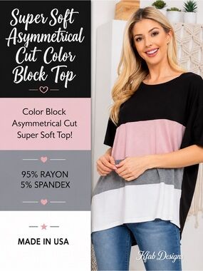 Super Soft Asymmetrical Cut Color Block Top